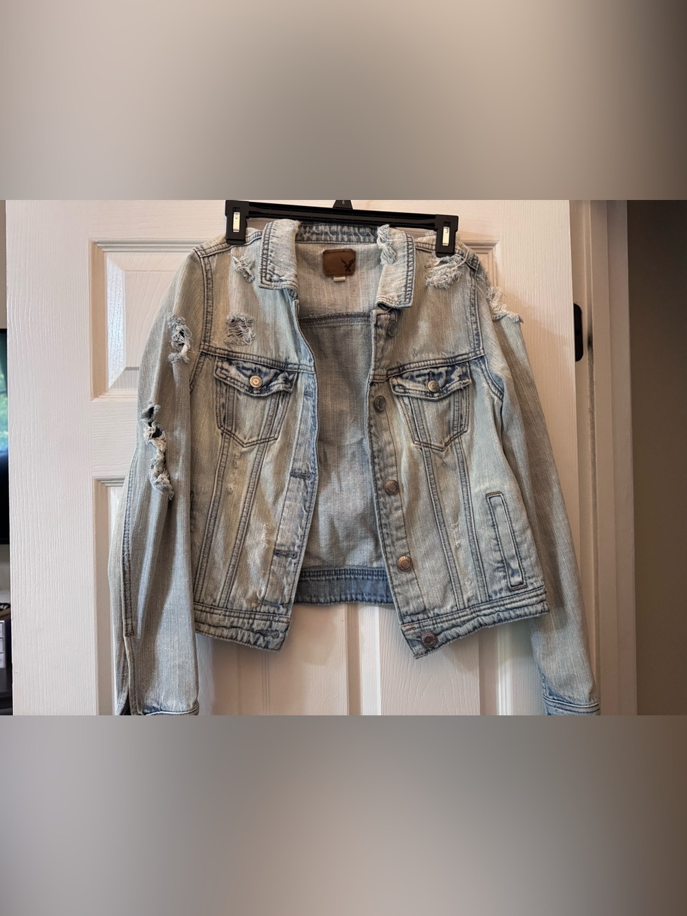 American Eagle Outfitters Light Blue Distressed Denim Jacket 4 FOR $20 SALE